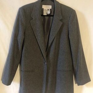 Vtg Sag Harbor Womens 12 Gray Lined Woolrich Wool Single Button 90s Blazer Coat